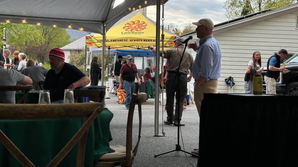 A microphone at Lawson’s tent during the 2025 festival.