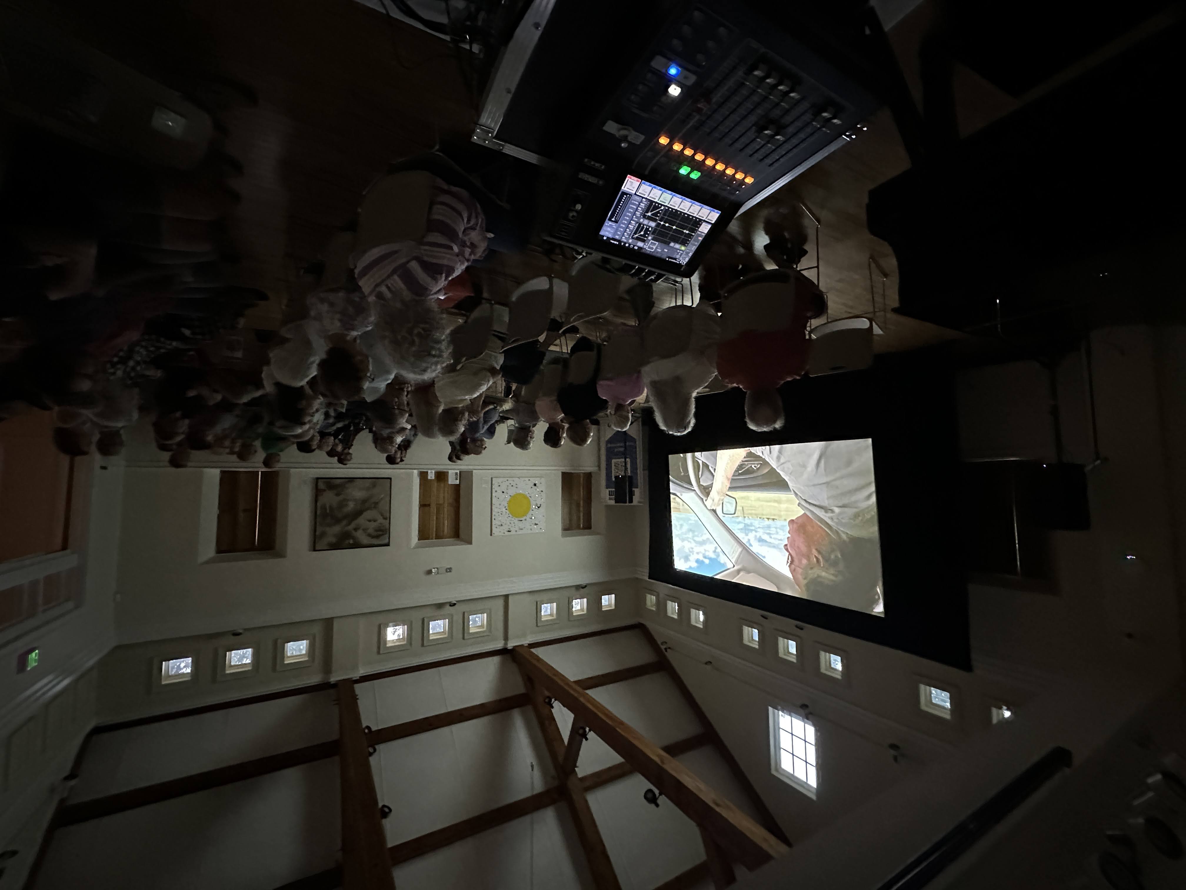 The historic museum space configured for a cinematic screening event.