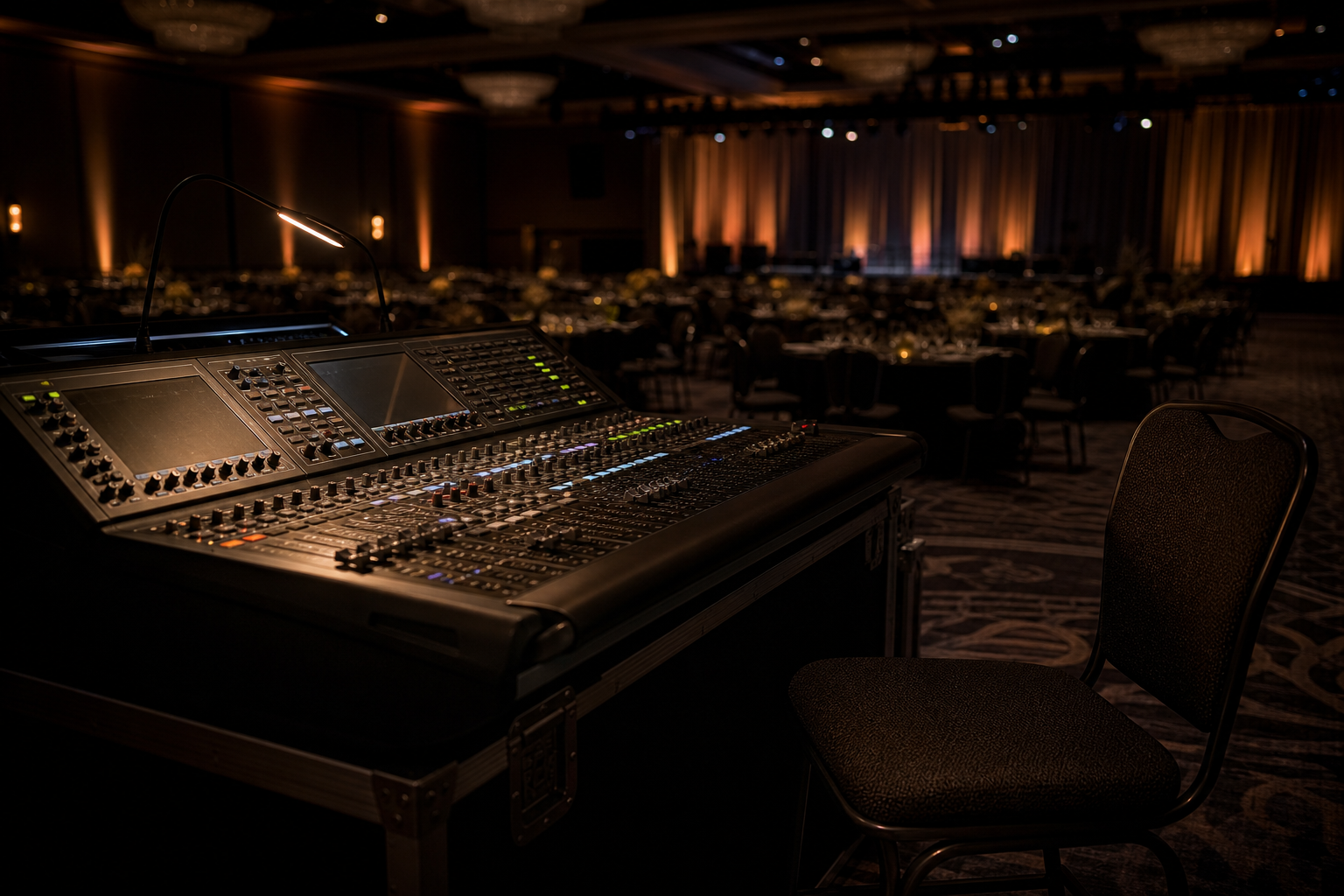 Front-of-house console ready before an event.