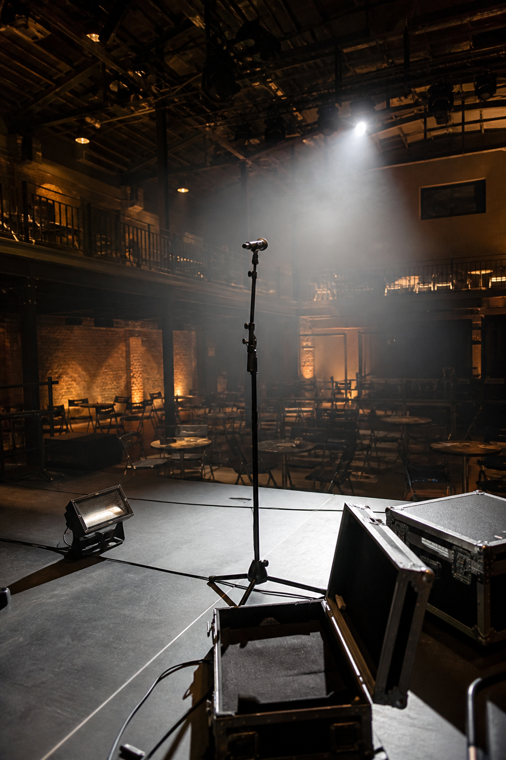 Empty stage during a soundcheck rehearsal.