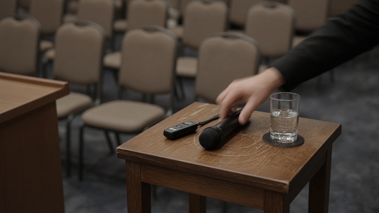 Setting the handheld mic beside the clicker before a session.
