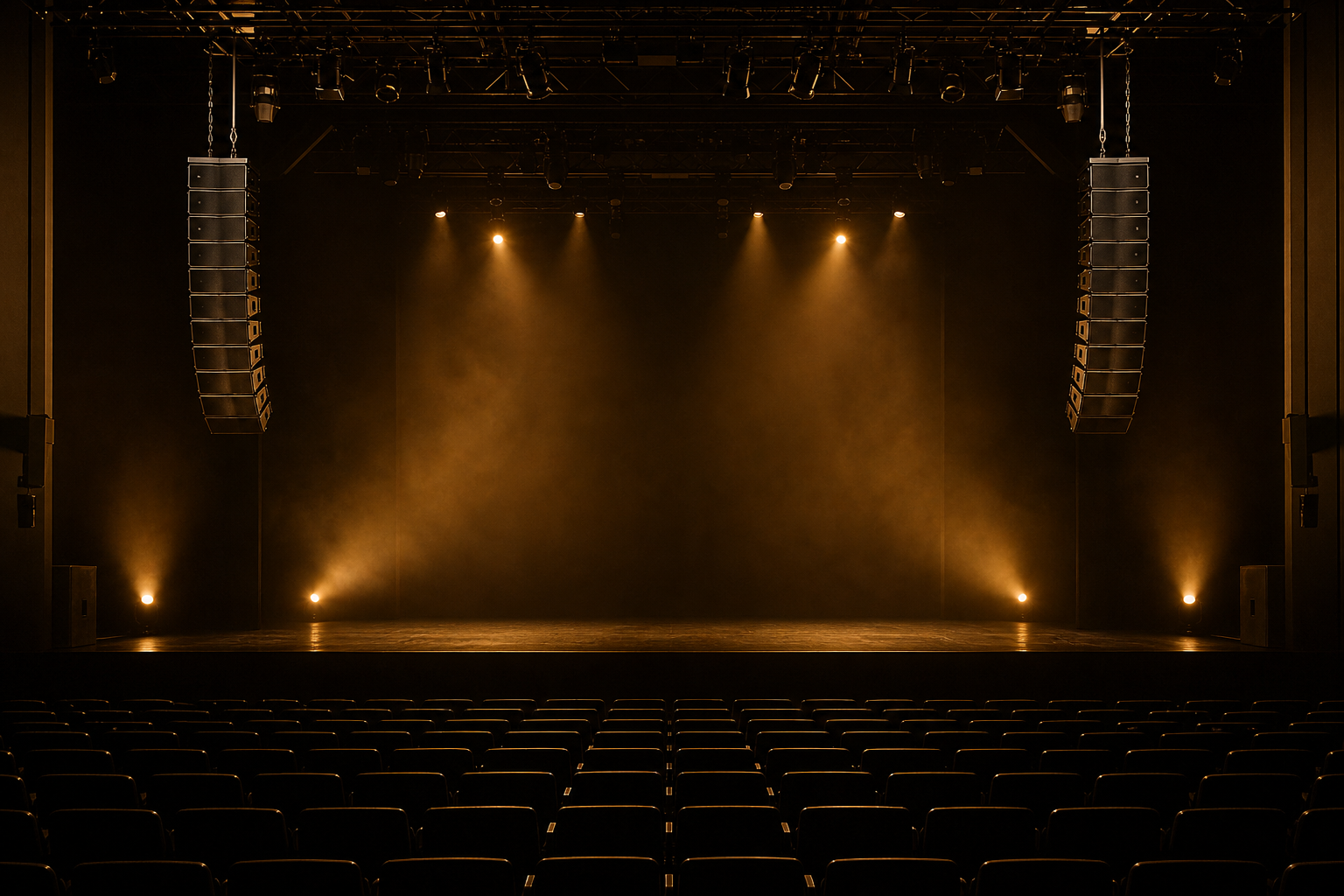 Stage speakers set for spatial audio.