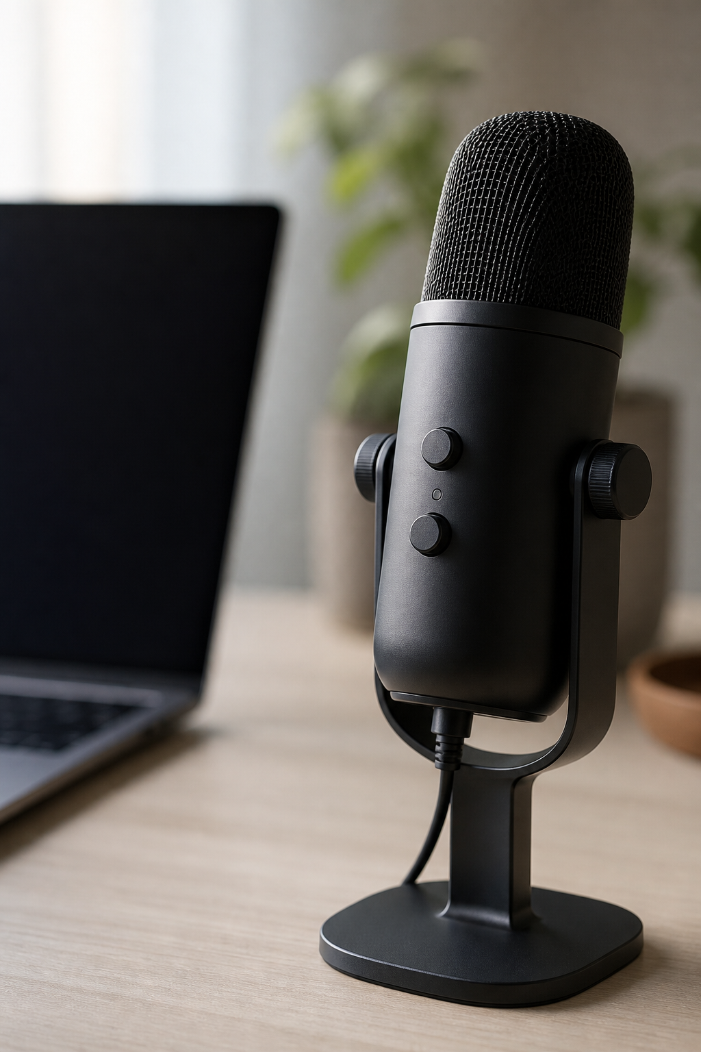 Professional microphone for a clear Zoom call.