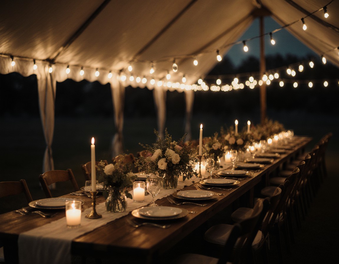 Beautiful wedding reception lighting