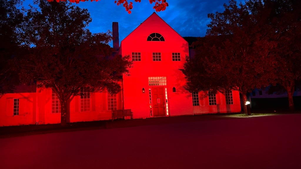 Yester House at Southern Vermont Arts Center washed in the same red as the Beaux Arts Fête.
